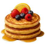 Lemon Ricotta Pancakes with fruits on top